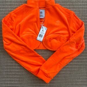 Adidas Jeremy Scott Velour
Cropped Full Zip Track Top Women
XL Orange -NWT